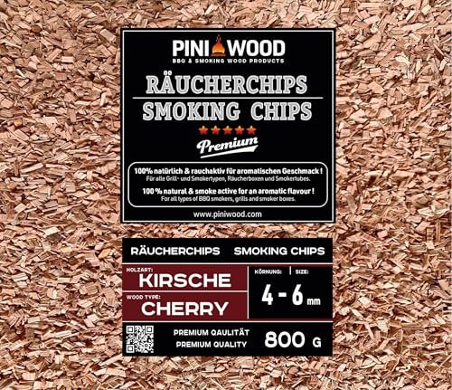 PINI 800 g Räucherchips Kirsche 4-6 mm Smoking Chips Räucherspäne