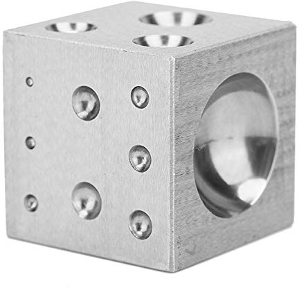 50 mm stansar Smyckebearbetningsverktyg, fyrkantigt bläckblock för guldsmide, metalltappningsblock med 18 gropar i storlekar från 0,2 cm till 3,5 cm, smycketillverkningsverktyg