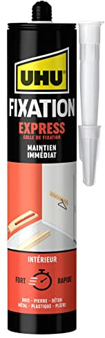 UHU Fixation express - Colle de montage ultra forte et rapide, blanche, cartouche 370g