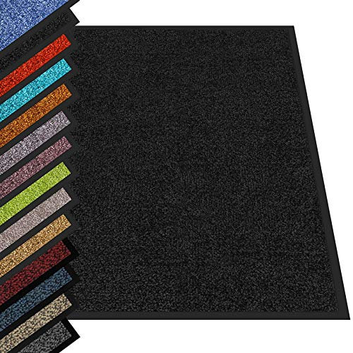 casa pura Tapis Entrée sous Porte Rhine Noir,Paillasson Absorbant Lavable en Machine à Laver,Enlève salissures,Dos en TPE Durable et antidérapant,Passe sous la Porte 7 mm d'épaisseur - 120x180 cm