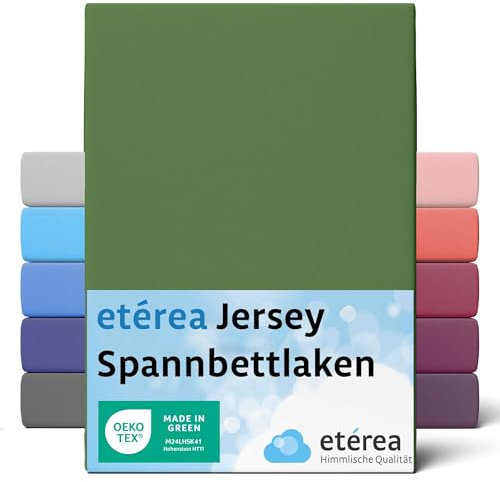 etérea Jersey Spannbettlaken 140x200cm - 160x200cm Kaktus bis 25 cm Höhe - 100% Baumwolle Spannbetttuch Oekotex - Bed Sheets Leintuch Bettbezug - Bettlaken 140x200 cm - 160x200 cm - Grün