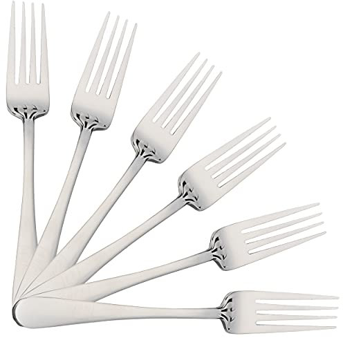 6 Forchette da Tavola Alto Lucido in Acciaio Inossidabile 20 x 2,65 cm