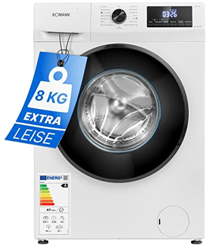 Bomann® Waschmaschine 8kg | max. 1400 U/min | 10 Jahre Motor-Garantie | robuster, leiser & langlebiger Invertermotor | 15 Waschprogramme | LED-Display | Washing Machine mit Dampffunktion | WA 7185