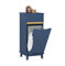 SoBuy Navy Blue Laundry Cabinet Laundry Chest Bathroom Storage Cabinet with Laundry Basket W40 x D40 x H96cm BZR114-B