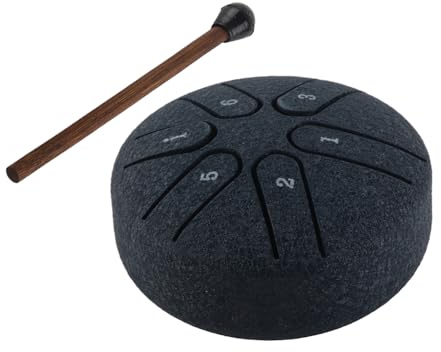 Tongue Drum Handpan Steel Drum Professional Mini 6 Note Worry Hand Pan Drum Slagverksinstrument med Trumsticka (Marinblå)