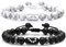 Partnerarmbänder Pärchen Armband Paare Freundschaftsarmband - 8MM Natursteinen mit Herz Puzzle Partner Armbänder für Herren Damen Beste Freundin Paar Geschenke für Valentinstag Geburtstag Weihnachten