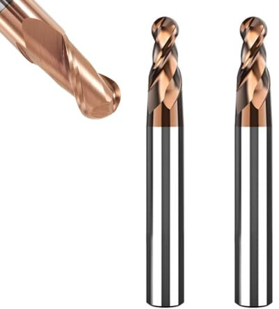 ASNOMY 2 frese a raggio VHM, diametro 5 mm, rivestimento AlTiN HRC 55, punte a sfera in metallo duro, fresa CNC a 2 denti, per metallo