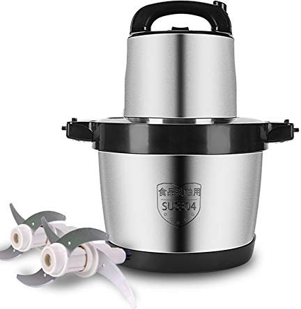 Hachoir à viande en acier inoxydable 6L pour viande, légumes, fruits et noix - 1000 W - Grande capacité avec 4 lames tranchantes - Bol en acier inoxydable - Robot de légumes hachés