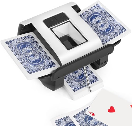 Mélangeur automatique de cartes – 1 à 2 plateaux, mélangeur électrique à faible bruit avec batterie rechargeable, mélange rapide et fluide pour cartes de poker, UNO, Blackjack, Skip-Bo, Phase 10,