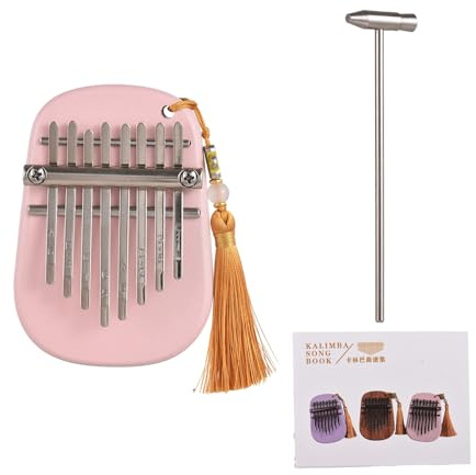 Piano de Pulgar de Madera Kalimba Sapele de 8 Teclas, Mini Piano de Dedo Exquisito, Instrumento Musical Portátil con Martillo de Afinación para Principiantes (Rosa)