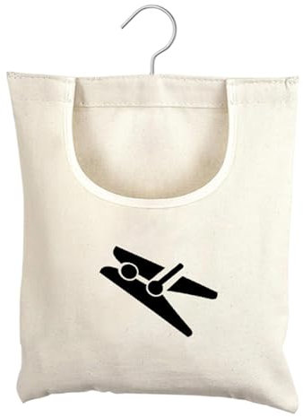 Cesto portabiancheria – Borsa per mollette da bucato da 32 cm – 360° da appendere in tela con gancio in acciaio inox per organizzare la casa, risparmiare spazio e tenere i vestiti