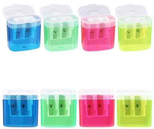 8 PCS Taille-Crayons, Taillecrayons avec Récipient, Taille-Crayons avec Réservoir pour Enfants, Taille Crayon Double Trou Manuel, Taille Crayon Réservoir Compact, Crayons de 6 à 12 mm