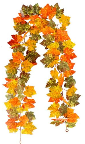 Autumn Decorations, Artificial Maple Leaf Garland for Home Decor, 175cm Fall Decor for Wedding Thanksgiving Party, Fireplace Wall Decoration and Autumn Decorations in The Open