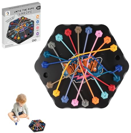 Color Rope Games Board - Lacing Untangling Toy, Board Games Kid, Small Interactive Table Play Game, 2-4 Player Holiday, Puzzle Toy, for Family Game Night