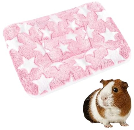 ZORVYN 1 Pcs Letto Morbido per Piccoli Animali, Coperta in Pile Flanella Calda per Inverno per Gattini, Conigli, Cincillà, Scoiattoli, Porcellini d'India (32 x 25 cm) (Rosa)