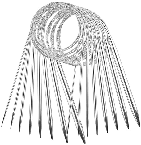 Ferri circolari da maglia circolari in metallo, 100 cm, set di 8 ferri da maglia circolari in acciaio inox, per principianti, in metallo, per sciarpe, maglioni, coperte, 2 mm/2,5 mm/3,5 mm/4 mm/4,5 mm