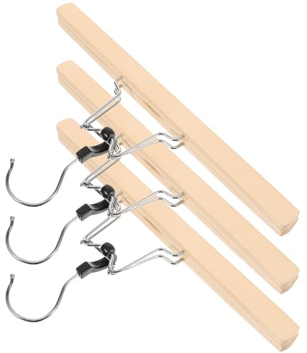 ADOCARN 3 Piezas Percheros para Pantalones y Faldas de Madera Maciza Natural Perchas de Madera para Colgar Ropa para Faldas y Pantalones el Dormitorio