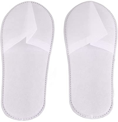 Aoaoy 50 par engångs hotelltofflor, bärbara spatofflor med stängd tå unisex halkfria, tjocka engångsskor för hotellfest gäst, flerpack vita hopfällbara skor för resor