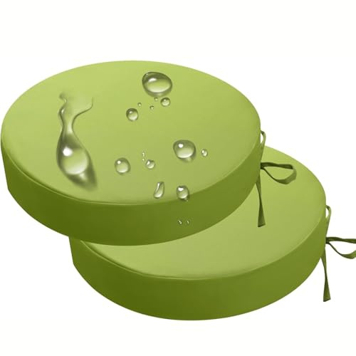 Genérico Juego De 2 Cojines Redondos para Sillas De Exterior,Cojines De Repuesto para Sillas De Bistró, Impermeables Resistentes a La Decoloración,para Muebles De Patio,Grosor,Verde,2 Piece