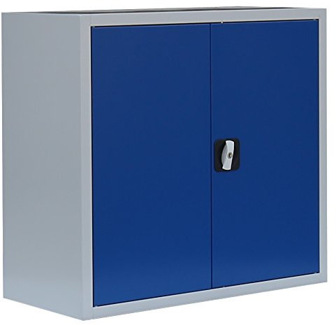 Flügeltürenschrank komplett montiert Metallschrank abschließbar blau 75x80x38cm (HxBxT) Büroschrank Aktenschrank 1 Fachboden 530301