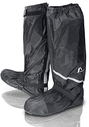 Amazy Surchaussures imperméables + pochette de rangement (Taille 44/45 | Hautes) – Couvre chaussures étanches pour temps de pluie, neige et poussière