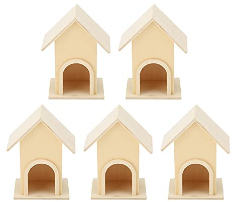 5 Stück DIY Vogelhaus aus Holz, dekorative Vogelkäfige für Garten, Hängen Vogelhaus, Terrasse und Balkon, Außerhalb Handwerk Ornament, Bastelset für Kinder und Naturliebhaber