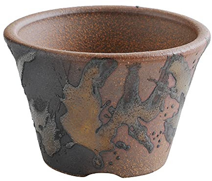 Wazakura Banko Series Petit Pot à Bonsaï et Plantes Rond, Fait à la Main en Céramique avec Trou de Drainage 11 cm, Fabriqué au Japon, pour Jardin et Interieur - Kindami