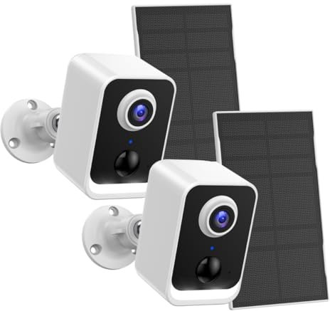 PEEIPM Security Cameras Wireless Outdoor: Solar Power Cameras for Home Security WiFi Battery Seguridad Camara System Kit Surveillance Monitor with Motion Sensor Flood Light Alarm & Color Night Vision