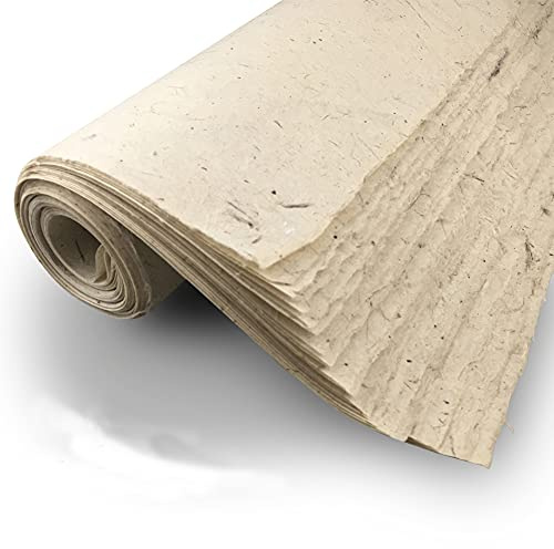 LSHY Papel de dibujo de acuarela, papel Xuan, papel de arroz medio maduro maobian, color antiguo con fibra de sándalo para pintura de caligrafía con pincel Kanji japonés chino (10 hojas) (34x138cm)