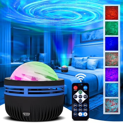 Northern Lights Aurora Sternprojektor mit Fernbedienung, RGB bunte Nacht-LED-Projektionslampe, 7 Lichteffekte, Galaxie-Projektor für Schlafzimmer, Heimdekoration