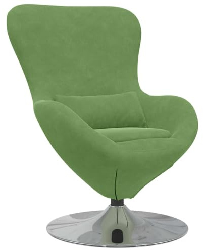 vidaXL Poltrona uovo Verde chiaro Velluto, Poltrona Moderna in Velluto, Sgabello Girevole Elegante, Comodo Sedile per il Soggiorno, Arredo Interno Chic