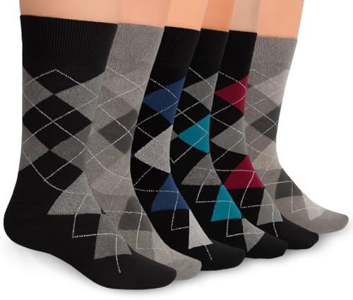 6 or 12 Pairs Non-Elastic Diabetic Socks for Mens Cotton Rich | Easy Grip Loose Top Socks for Swollen Feet and Ankles | Indoor/Outdoor & Office Wear |Soft & Breathable| Size 6-11