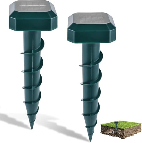 Lot de 2 répulsifs solaires anti-taupes - Répulsif contre les taupes grâce à un procédé ultrasonique innovant - Pour la pelouse et le jardin