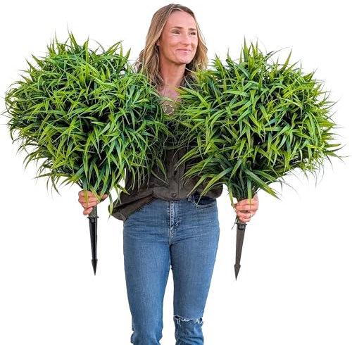 365 Curb Appeal Spiked Aritificial Topiary Ball Two Pack (Spider Plant)