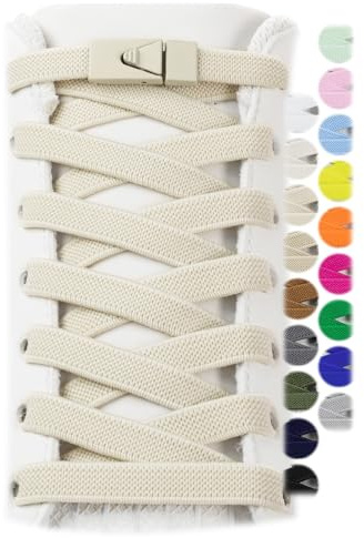 Stepace 2 Paires Lacets Élastiques,8mm Sans Laçage Pour Enfants Et Adultes Beige 120