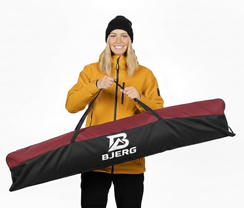 Vov.Vov BJERG skidväska, vattentät skidväska, fodral och skydd av Cordura 600D, robust skidtransportväska för 150–160 cm eller 170–180 cm skidväskor tillverkad i Europa (mörkröd, upp till 160 cm)