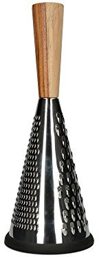 Creative Tops Gourmet spaziosa Conico grattugia per Formaggio con Manico in Legno (12,7 x 12,7 x 33 cm), in Acciaio Inox, Colore: Argento/Marrone, 13 x 13 x 33 cm
