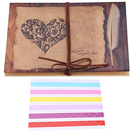 DIY Álbum de Fotos Libros de Firmas, Álbum de Fotos Hecho a Mano de Papel Kraft Scrapbooking Album Cuaderno, Regalo único para el Cumpleaños/Aniversario/Boda/Graduación para el Amante, Amigos, F