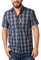 Rydale Men's Short Sleeved Shirts Check Patterned Summer Poly Cotton Work Casual Shirt (S, Foston Navy)
