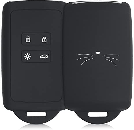 kwmobile Custodia Compatibile con Renault con 4 tasti Smart Key (solo Keyless Go) - Cover Chiavi Auto Protezione Copri Telecomando - Copri Chiave Silicone Muso Felino