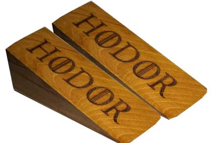 Türstopper Hodor Stopper Ulmaceae Holz Starker Halt Anti-Rutsch Gummikeil GOT kompatibel mit jeder Oberfläche 2 Stück Geschenk Gravur Merchandise Gag