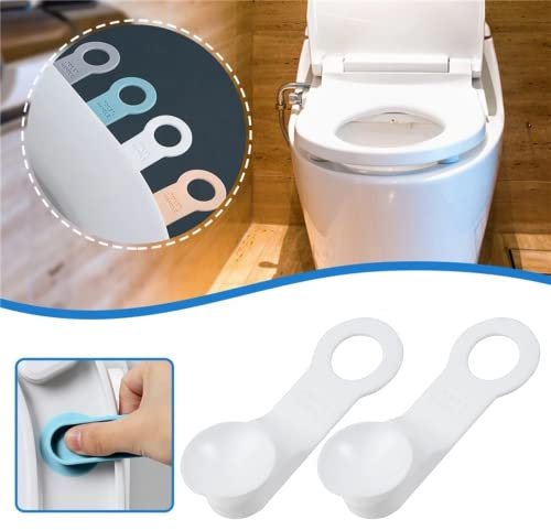 2 pcs. Poignée de Siège WC | Anse Élevateur d'Abattant de Toilette, idéal pour Enfants et Personnes âgées | Ventouse en Silicone Amovible et Lavable, sans Colle, couleur Blanc