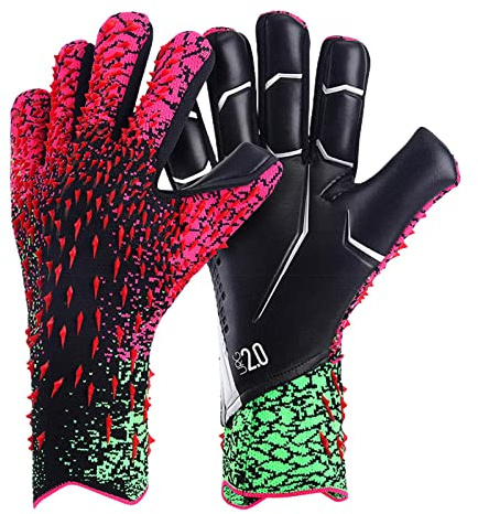 Firulab Soccer Goalkeeper Gloves for Children, Youth & Adults, Professional Goalkeeping Gloves with Strong Grip & Excellent Protection, Non Slip Wear-Resistant Goalie Gloves, Red, Size 7