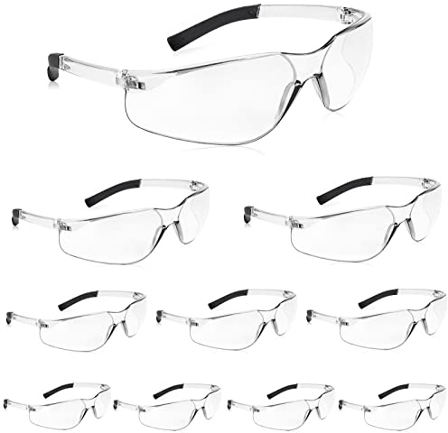 Salfboy 10 Pack Clear Safety Glasses with ANSI Z87.1 Scratch Resistant Eyewear for Women Man Lab Goggles Eye Protection