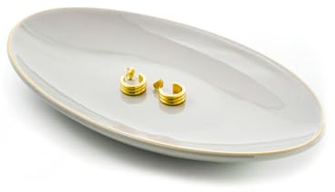 HANKOR Ceramic Key Bowl for Entryway Table, 7 x 4 Key Dish Tray Catch All Bowl, Small Decorative Bowl for Key Jewelry Ring, Gray