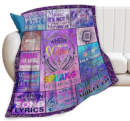 Musik-Decke, Plüsch-Überwurf, Decke, superweich, gemütlich, warm, Fleece, Bettwäsche, Musikdecke, Geschenke für Freunde, Kinder, Mädchen, Teenager, Frauen, 101,6 x 127,7 cm