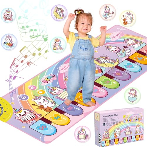 MOYKSRR Alfombra Musical Piano Bebe con 8 Instrumentos, Alfombra Musical para Bebé, Alfombrilla de Piano, Juguetes Educativos Niños 1 2 3 4 Años, Regalos para Cumpleaños Navidad para Niños Niñas