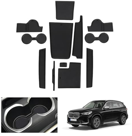 GAFAT Compatibile con BMW X1 U11 iX1 2023-2025 2026 Tappetini Antiscivolo, iX1 X1 2025 Tappetino in Gomma Console Centrale, Non Scivolano, Cuciture Porte, Accessori X1 U11 (Nero)