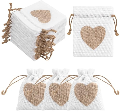 20 Piezas Bolsas de Yute 10 x 8 cm, Bolsitas de Yute Pequeñas, Bolsas Regalo, Sacos de Yute con Cordón para Regalo Joyeria Calendario de Adviento DIY Bodas Fiest Navidad