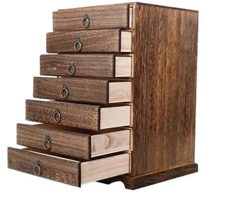 Smyckeskrin Organizer Flerlagers Trä Te Box Organizer Tepåse Förvaringsaskar Smyckeskrin Massivt trä Lådor Tebehållare Låda Organizer Örhängen Förvaring